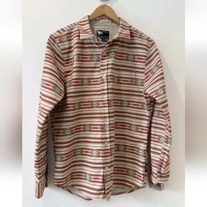 Striped Southwestern Button-Up Shirt in Cream, Rust & Green